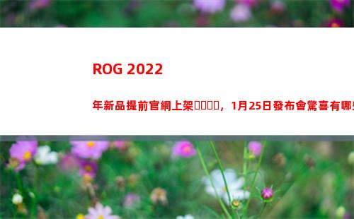 ROG 2022年新品提前官網上架，1月25日發布會驚喜有哪些？
